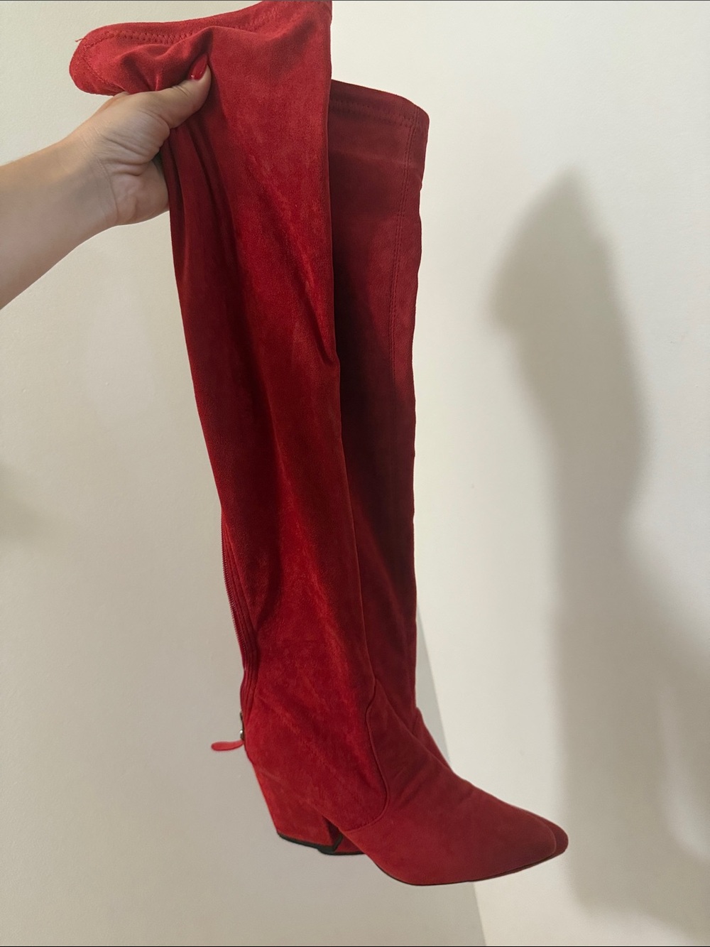 Women's Red Over-the-Knee Suede Boots